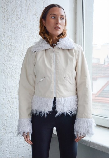 Vintage Authentic Cream Faux Fur Trim DIESEL Jacket