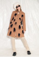 Vintage Faux Fur Coat 90s Reworked Wool Overcoat in Brown