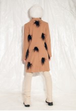 Vintage Faux Fur Coat 90s Reworked Wool Overcoat in Brown