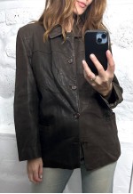 Vintage Brown Real Leather Jacket / Coat - M - L