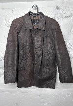 Vintage Brown Real Leather Jacket / Coat - M - L