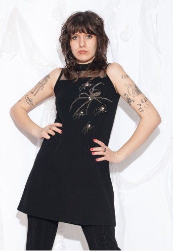 Vintage Y2K Spider Mini Dress in Black