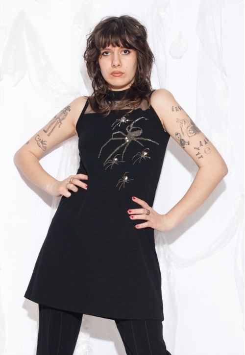 Vintage Y2K Spider Mini Dress in Black