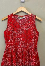 Vintage Y2K Paisley Summer Dress Red Pleated With Patterns