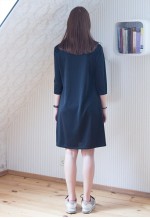 Black square collar vintage dress
