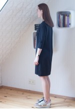 Black square collar vintage dress