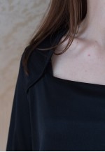 Black square collar vintage dress