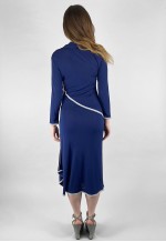 70's Janice Wainwright Vintage Blue Slinky Long Sleeve Dress