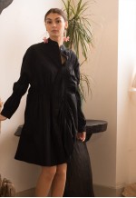 Comfortable Asymmetry with Elasticated design cotton blend shirt dress