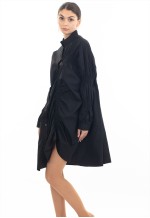 Comfortable Asymmetry with Elasticated design cotton blend shirt dress
