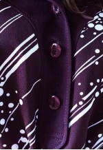 Dark brown white dots and stripes midi belted dress