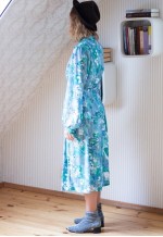 Light blue belted floral peplum vintage dress