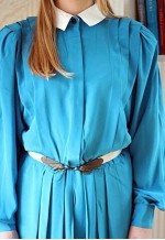 Vintage blue dress with white collar