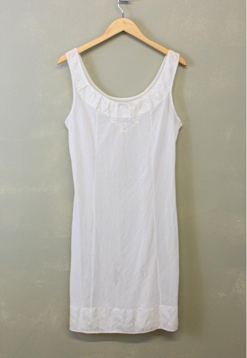Vintage Y2K Slip Dress White With Floral Lace Details
