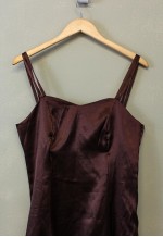 Vintage Y2K Satin Midi Dress Brown With Double Strap