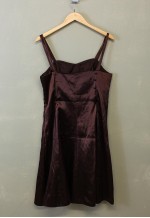 Vintage Y2K Satin Midi Dress Brown With Double Strap