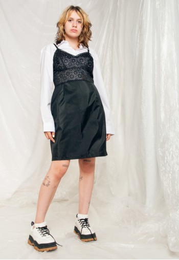 Vintage Slip Dress 50s Lace Lingerie Party Mini in Black