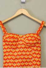 Vintage Y2K Floral Summer Dress Orange With Patterns