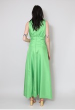 70's Vintage Sleeveless Ruffle Green Maxi Dress