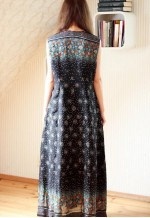 Black sleeveless ditsy floral long maxi dress