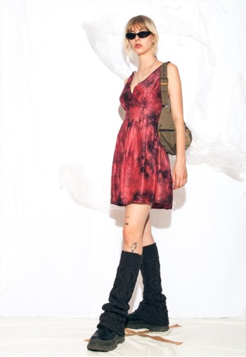 Reworked Vintage 90s Tie Dye Silk Mini Dress in Pink