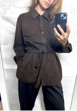 Vintage 80s Dark Brown Shirt Jacket - Large
