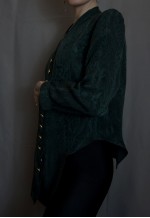 Green and black print blazer