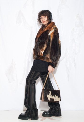 Vintage 70s Real Fur Bomber Jacket in Brown
