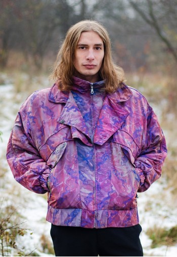 Vintage 90s Unique Iridescent Abstract Pattern Puffer Jacket