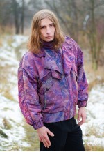 Vintage 90s Unique Iridescent Abstract Pattern Puffer Jacket