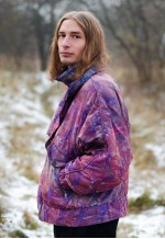 Vintage 90s Unique Iridescent Abstract Pattern Puffer Jacket