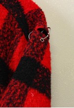 Vintage Y2K Plaid Fleece Jacket Red Black Button Up