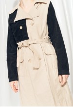 Vintage Trench Coat Y2K Reworked Reconstructed Beige Jacket