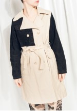 Vintage Trench Coat Y2K Reworked Reconstructed Beige Jacket