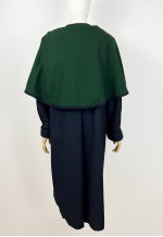 Vintage Long Wool coat, Blue and Green Wool Capelet Coat