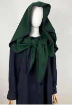 Vintage Long Wool coat, Blue and Green Wool Capelet Coat