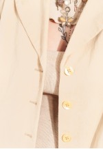 Vintage Blazer Coat Y2K Long Jacket in Beige