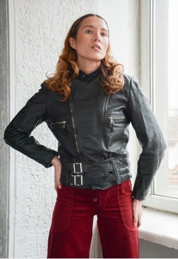 Vintage HARRO Black Leather Biker Jacket