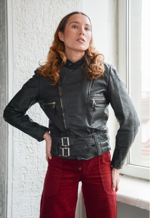 Vintage HARRO Black Leather Biker Jacket