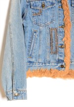 Y2K Light Blue Faux Fur Penny Lane Style Denim Jacket