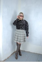 Vintage y2k shine baggy short baggy blazer jacket in black