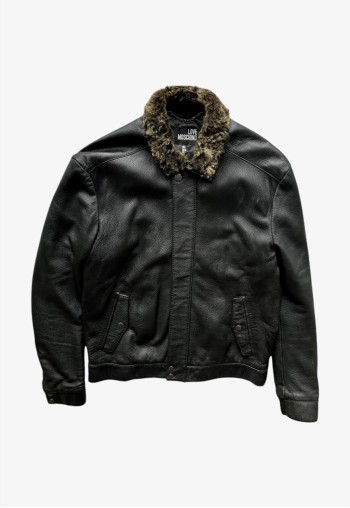 Vintage Y2K Women's Love Black Leather Jacket