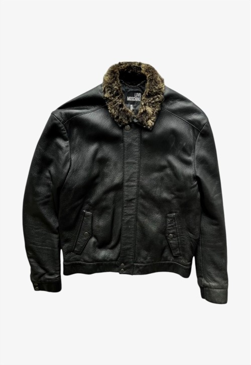 Vintage Y2K Women's Love Black Leather Jacket