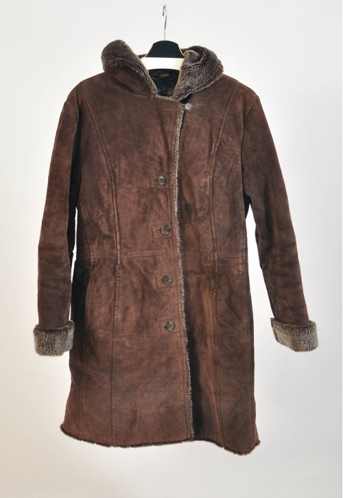 Vintage 00s faux fur suede leather coat