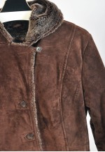 Vintage 00s faux fur suede leather coat